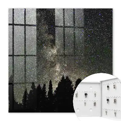 Ciel étoilé avec des arbres sombres