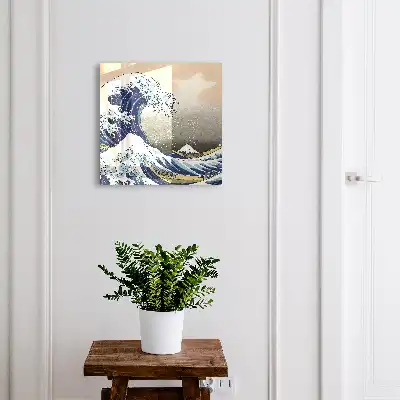 Grande vague avec montagne en arrière-plan