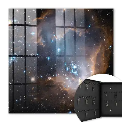Tableau représentant une nébuleuse stellaire parsemée d'étoiles