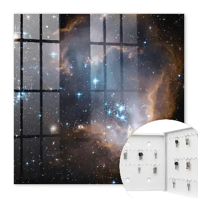Tableau représentant une nébuleuse stellaire parsemée d'étoiles