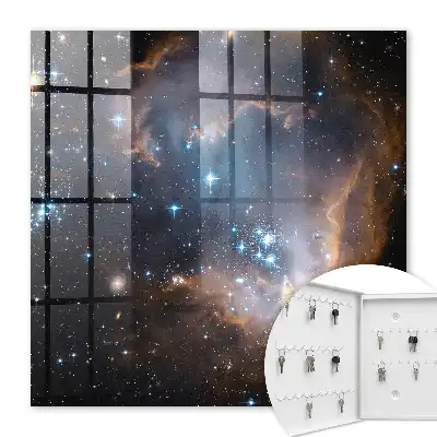Tableau représentant une nébuleuse stellaire parsemée d'étoiles
