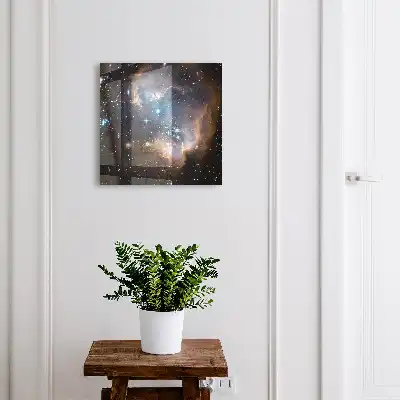 Tableau représentant une nébuleuse stellaire parsemée d'étoiles