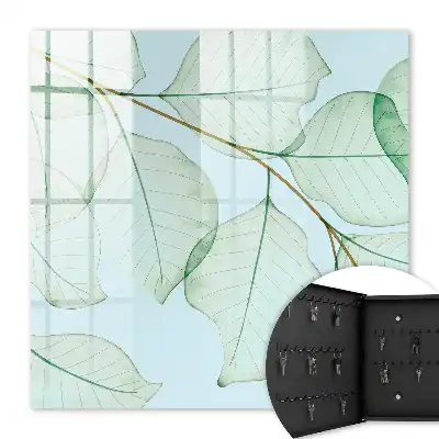 Feuilles vertes sur fond pastel