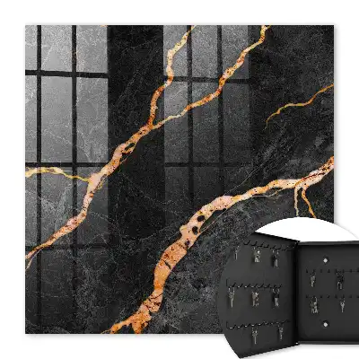 Pierre décorative noire et orange élégante