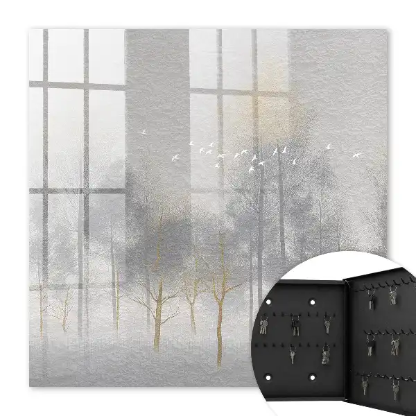 Forêt brumeuse aux oiseaux gris