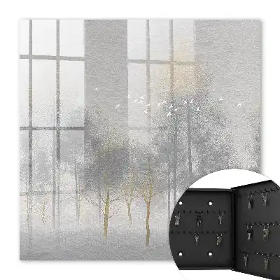 Forêt brumeuse aux oiseaux gris