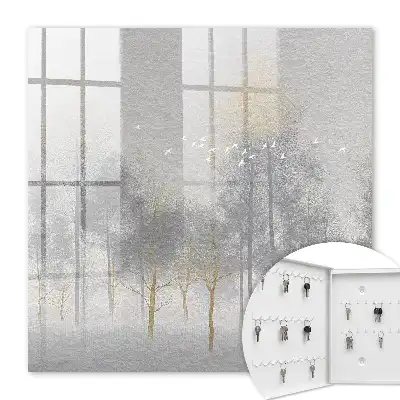 Forêt brumeuse aux oiseaux gris