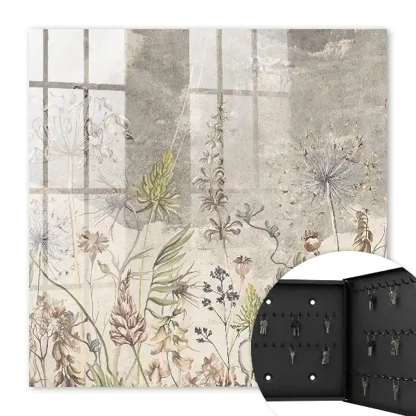 Affiche plantes vintage sur fond gris