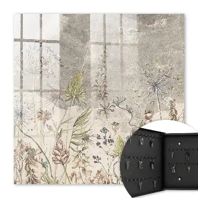 Affiche plantes vintage sur fond gris