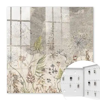 Affiche plantes vintage sur fond gris