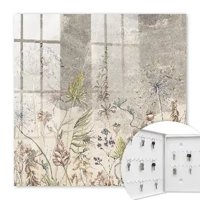 Affiche plantes vintage sur fond gris
