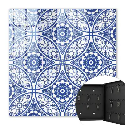 Motifs géométriques en mosaïque bleue