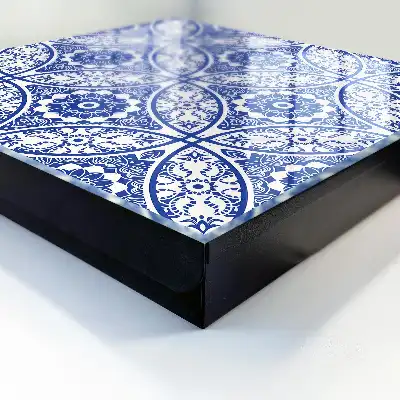 Motifs géométriques en mosaïque bleue