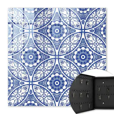 Motifs géométriques en mosaïque bleue