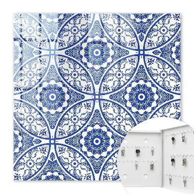 Motifs géométriques en mosaïque bleue