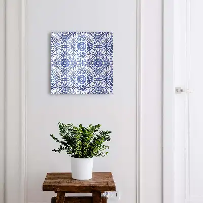 Motifs géométriques en mosaïque bleue