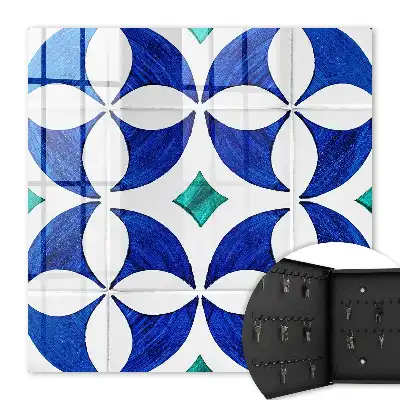 Motif géométrique dans les tons bleu-vert