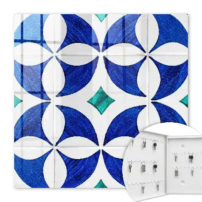 Motif géométrique dans les tons bleu-vert