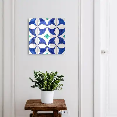 Motif géométrique dans les tons bleu-vert