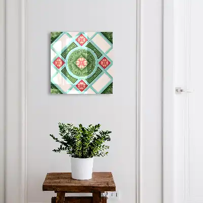 Géométrie florale rouge et bleu