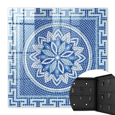 Mosaïque bleue à motif floral