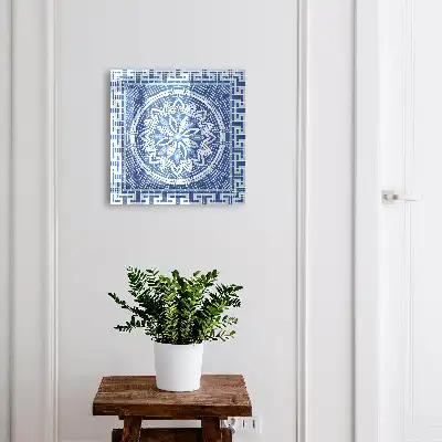 Mosaïque bleue à motif floral