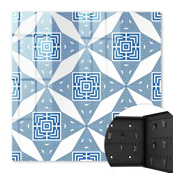 Motif géométrique à carrés bleus