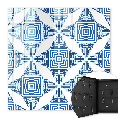 Motif géométrique à carrés bleus