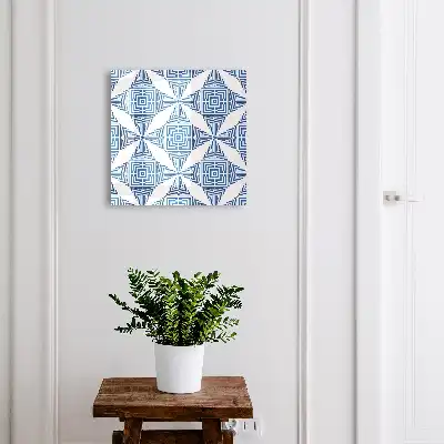 Motif géométrique à carrés bleus