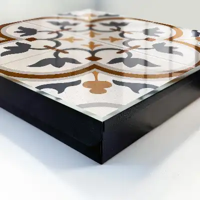 Tapis à motif géométrique élégant beige et gris