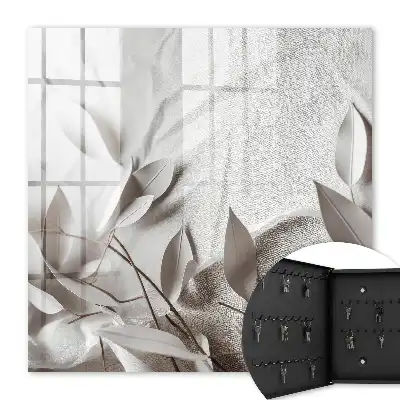 Tissu à motif de feuilles sur fond uni