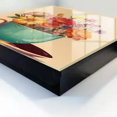 Fleurs dans une tasse sur fond beige