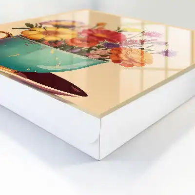 Fleurs dans une tasse sur fond beige