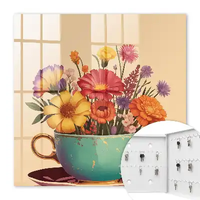 Fleurs dans une tasse sur fond beige