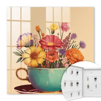 Fleurs dans une tasse sur fond beige
