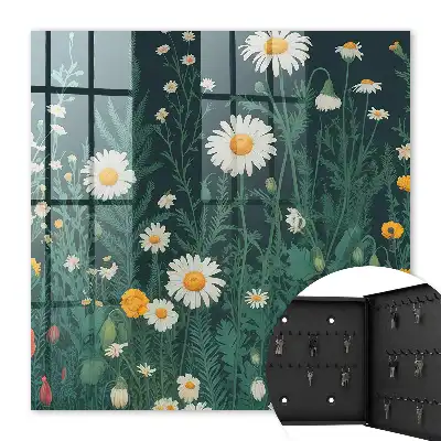 Fond bleu marine à motifs de prairie fleurie
