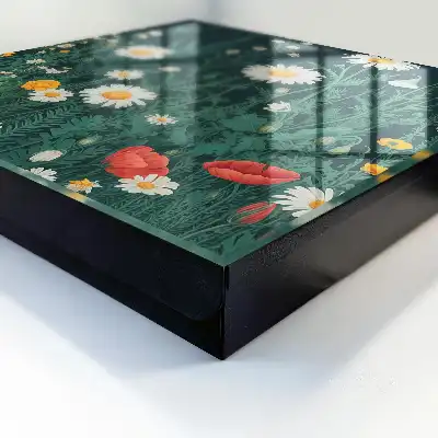Fond bleu marine à motifs de prairie fleurie