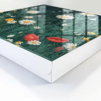 Fond bleu marine à motifs de prairie fleurie