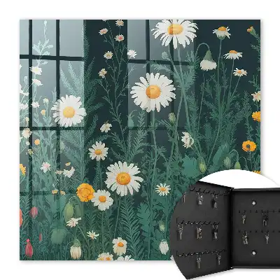 Fond bleu marine à motifs de prairie fleurie
