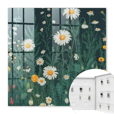 Fond bleu marine à motifs de prairie fleurie