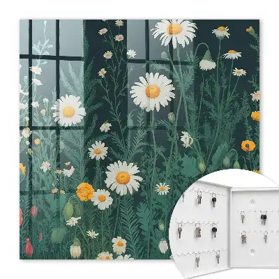 Fond bleu marine à motifs de prairie fleurie