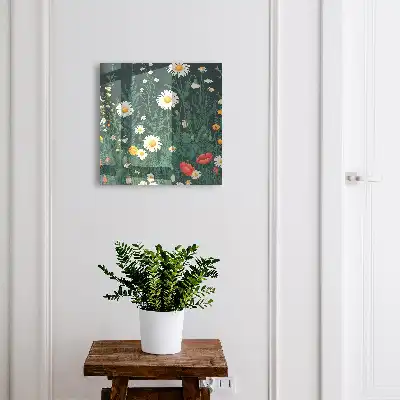 Fond bleu marine à motifs de prairie fleurie