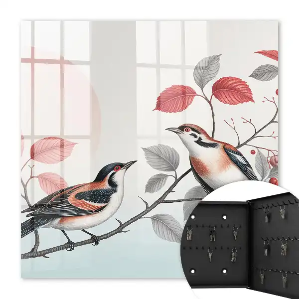 Tableau oiseaux dans la nature sur fond pastel