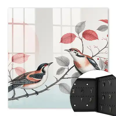 Tableau oiseaux dans la nature sur fond pastel