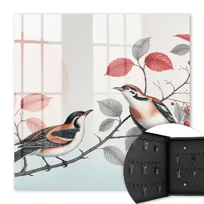 Tableau oiseaux dans la nature sur fond pastel