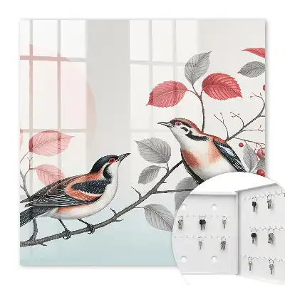 Tableau oiseaux dans la nature sur fond pastel