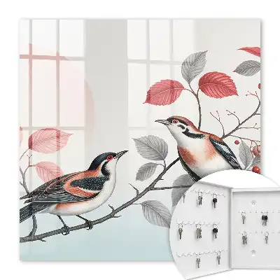 Tableau oiseaux dans la nature sur fond pastel