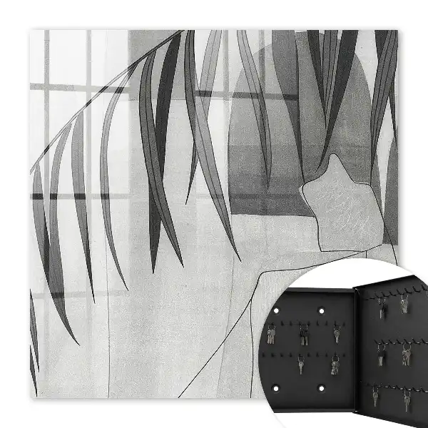 Papier peint à motif de feuillage gris