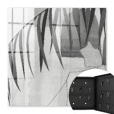 Papier peint à motif de feuillage gris