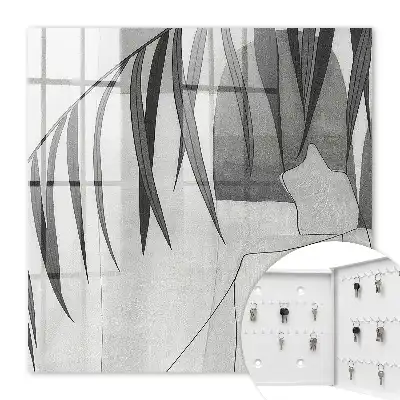 Papier peint à motif de feuillage gris